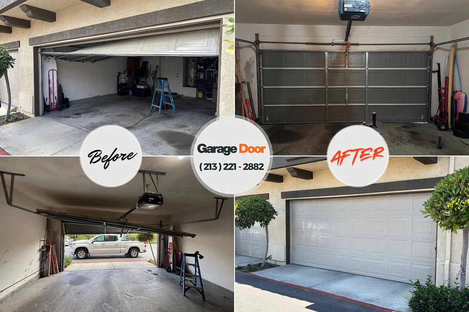 Before and after: garage door repair Germantown, TN